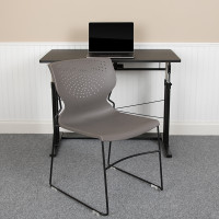 Flash Furniture RUT-438-GY-GG HERCULES Series 661 lb. Capacity Gray Full Back Stack Chair with Black Powder Coated Frame